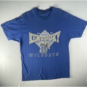 Vintage Single Stitch Kentucky Wildcats Basketball T-Shirt XL Blue W/Scratch 90s